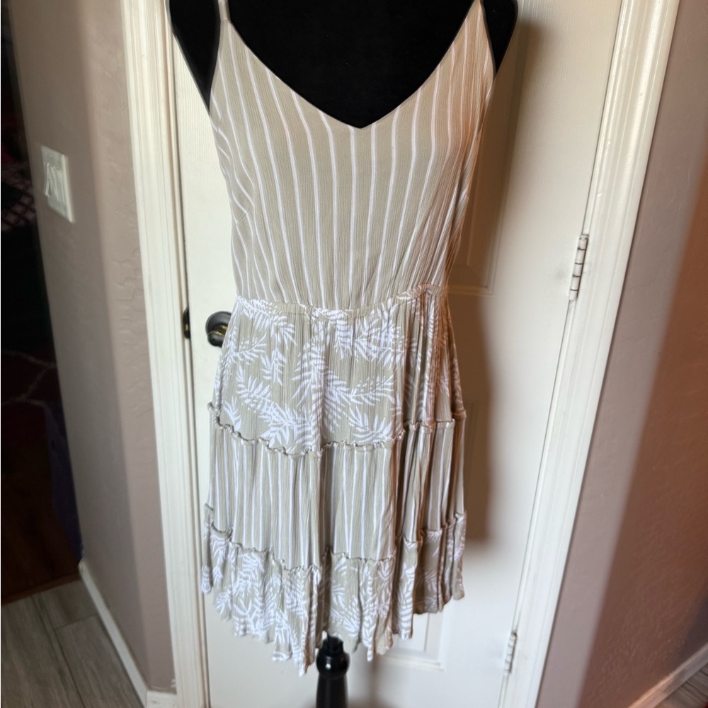 Chic Cream Striped Mini Dress